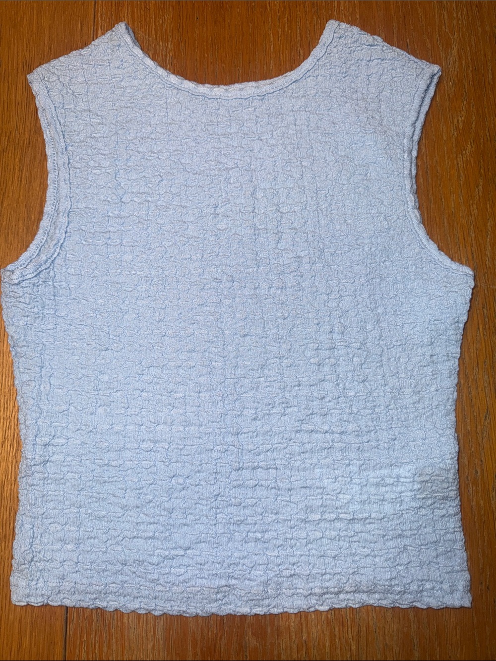 SHEIN Light Blue Crinkle Texture Tank Top